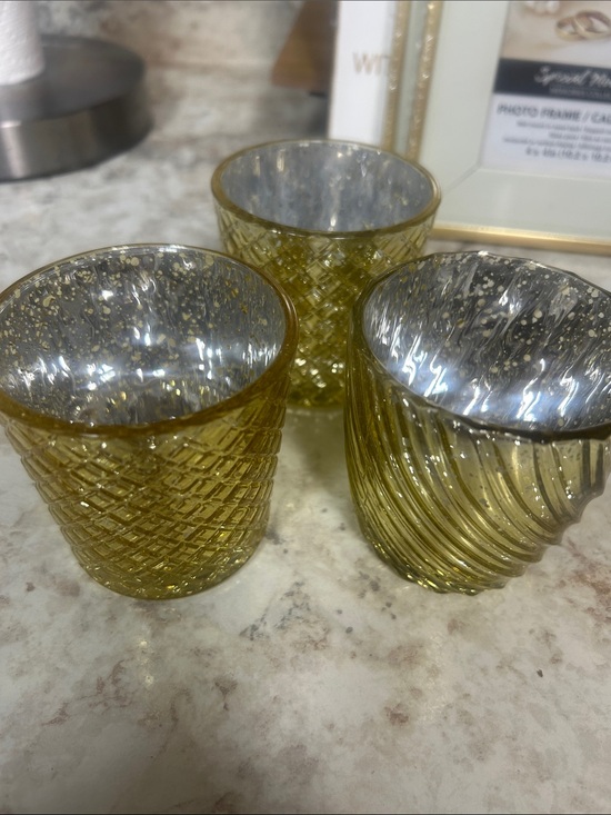 Other - Decorative Gold Glass Votive Candle Holders - Set of 3